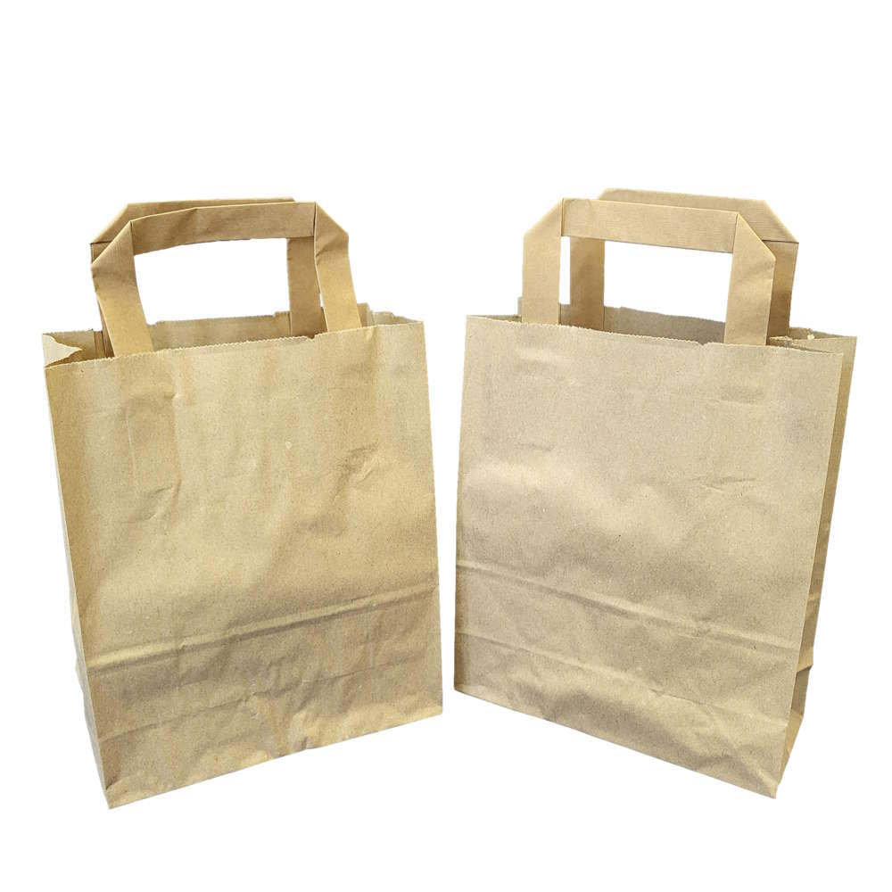 Papiertüten mit Flachhenkel, braun, 70 g/m² 18 + 8 x 22 cm