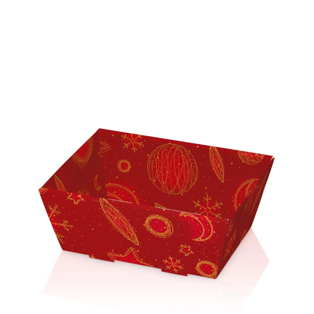 Präsentkorb viereckig Strukturprägung 200 x 150 x 100 mm (klein) Christmas Rot