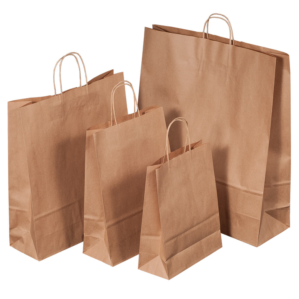 braune Papiertragetasche mit Kordelgriff, 3 l, 190 x 80 x 210 mm braune Papiertragetasche mit Kordelgriff, 3 l, 190 x 80 x 210 mm