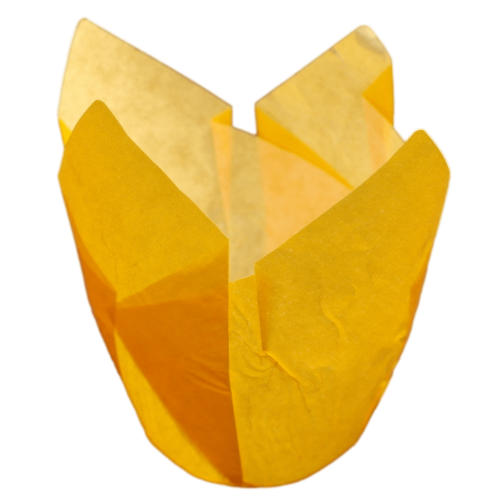 Einweg Backform Papier, rund, süße Tulpe Ø 50 x 88 mm -gelb-