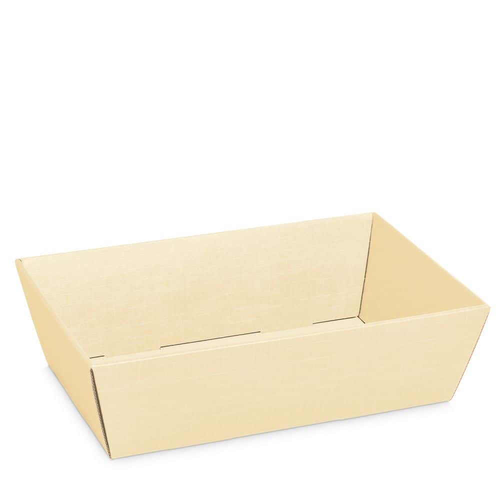 Präsentkorb viereckig Strukturprägung 330 x 190 x 110 mm (mittel) Creme