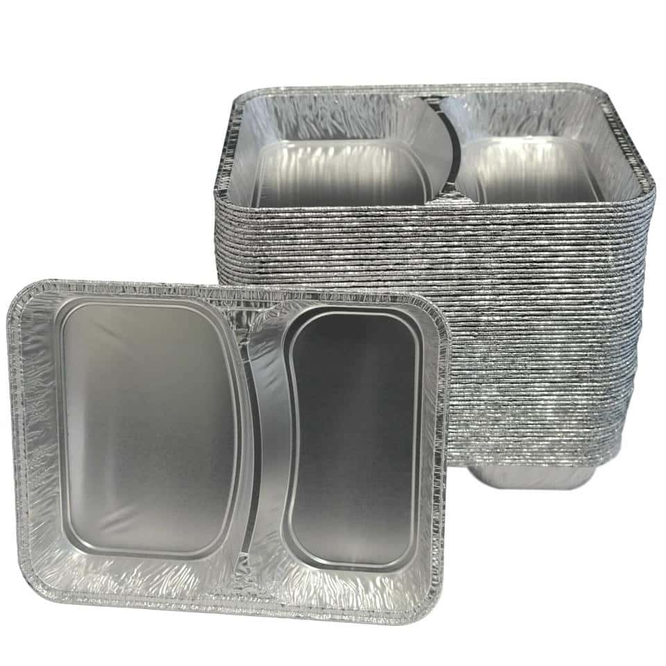 Aluschale, Menü- eckig 227 x 177 x 39 mm (2-geteilt) tief (R808G) (ca. 540 + 480 ml)