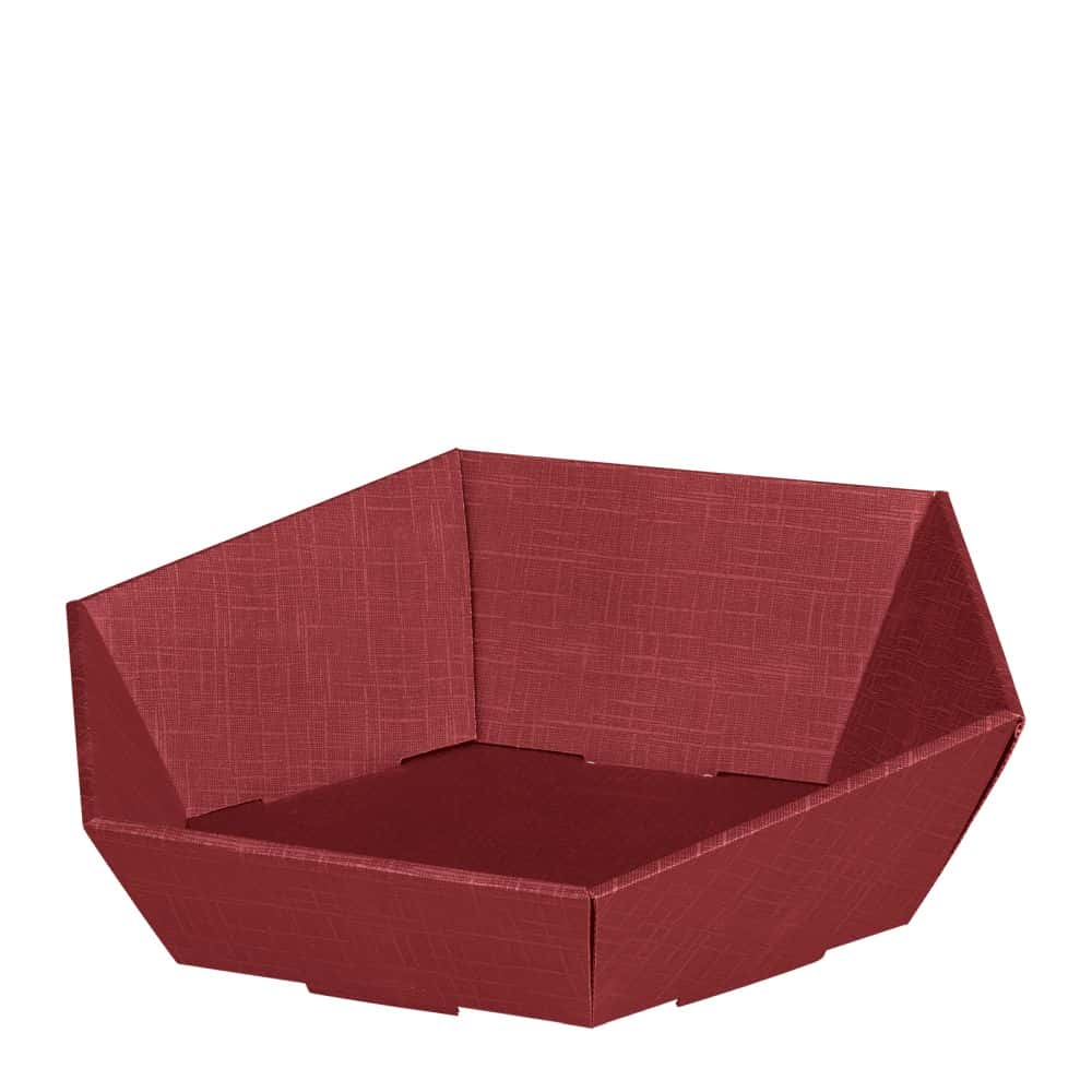 Präsentkorb sechseckig Strukturprägung 435 x 355 x 90/130 mm (groß) Bordeaux