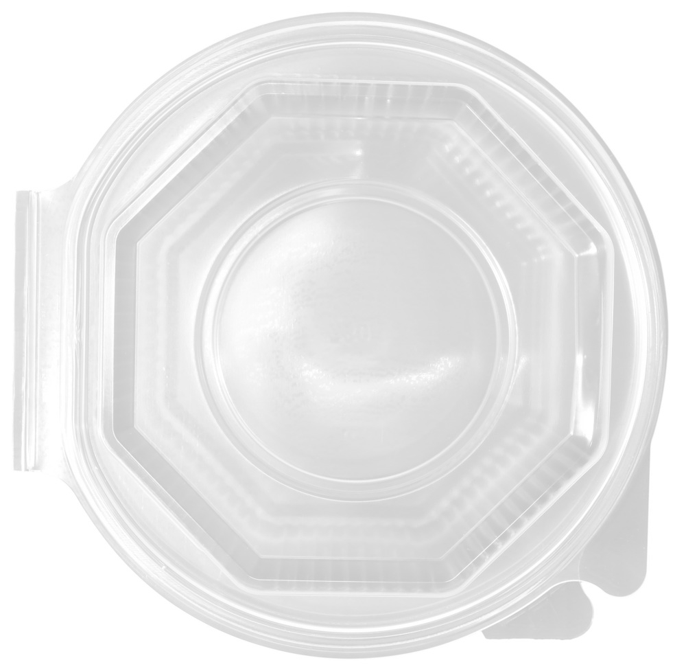 Transparente Salatschale (Haushaltsklappbox) achteckig 163 x 167 x 73 mm (750 ml)