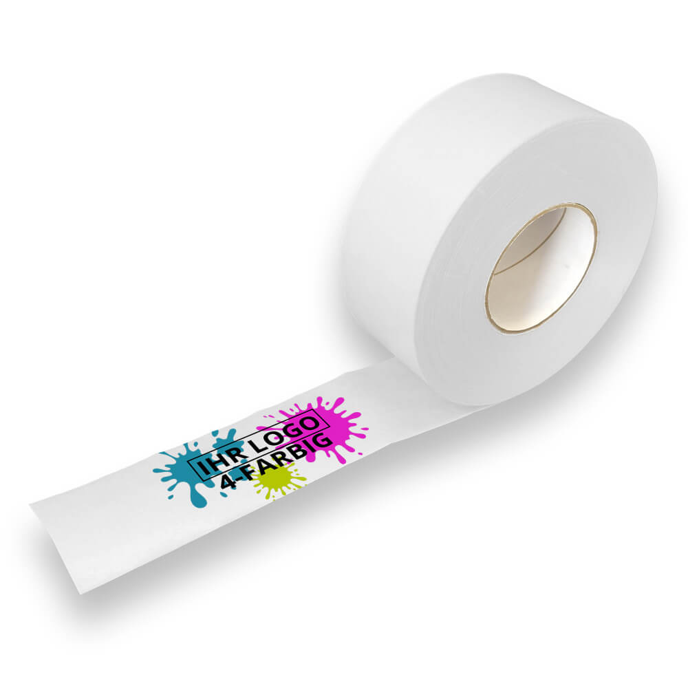 Nassklebeband Stärkeleim individuell bedruckt weiß, 70 mm x 200 m, 4-farbig