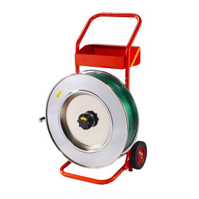 Stabiler fahrbarer Abrollwagen für Handumreifung, Kern Ø 406 mm