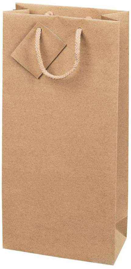 Tragetasche Kraftpapier Natur 2er Wein/Sekt