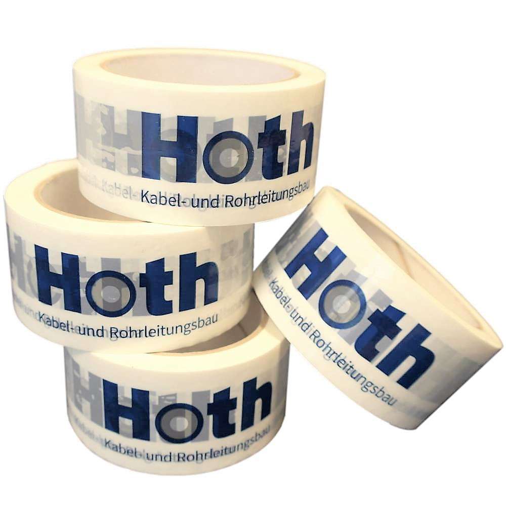 PP Klebeband weiß, individuell bedruckt, Hot-Melt, 50 mm x 66 m, 28 µ, 2-farbig