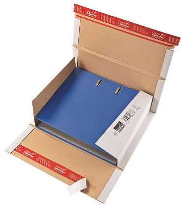 Ordnerversandverpackung Doppelverschluss weiß, 320 x 290 x 35-80 mm