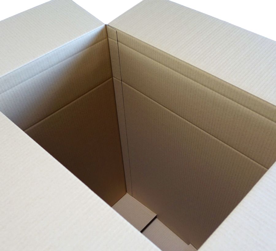 600 x 400 x 710-900 mm 1-welliger Karton mit Warndruck