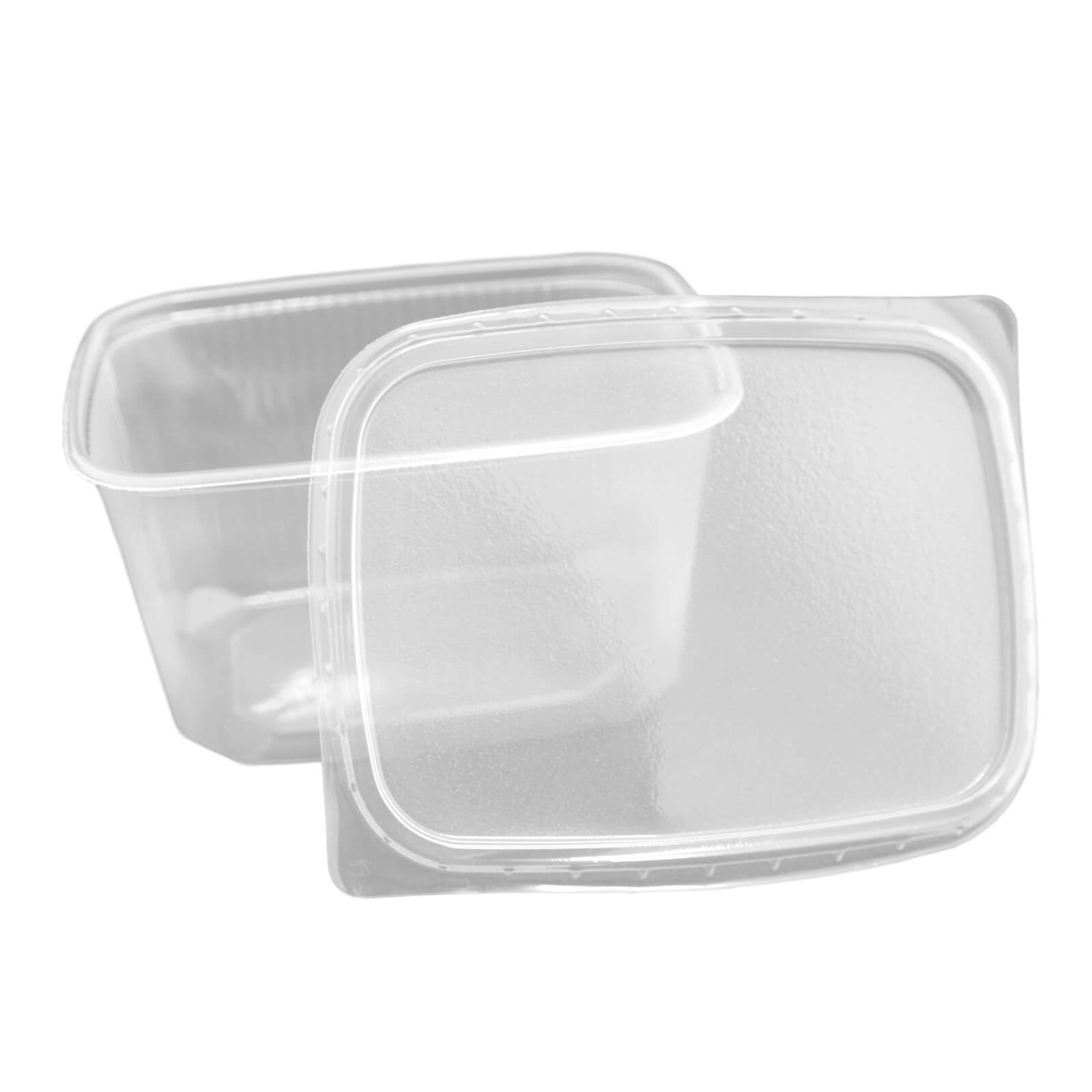 transparenter Feinkostbecher eckig, Kombipack mit Deckel PP, 300 ml (108 x 81 x 60 mm)
