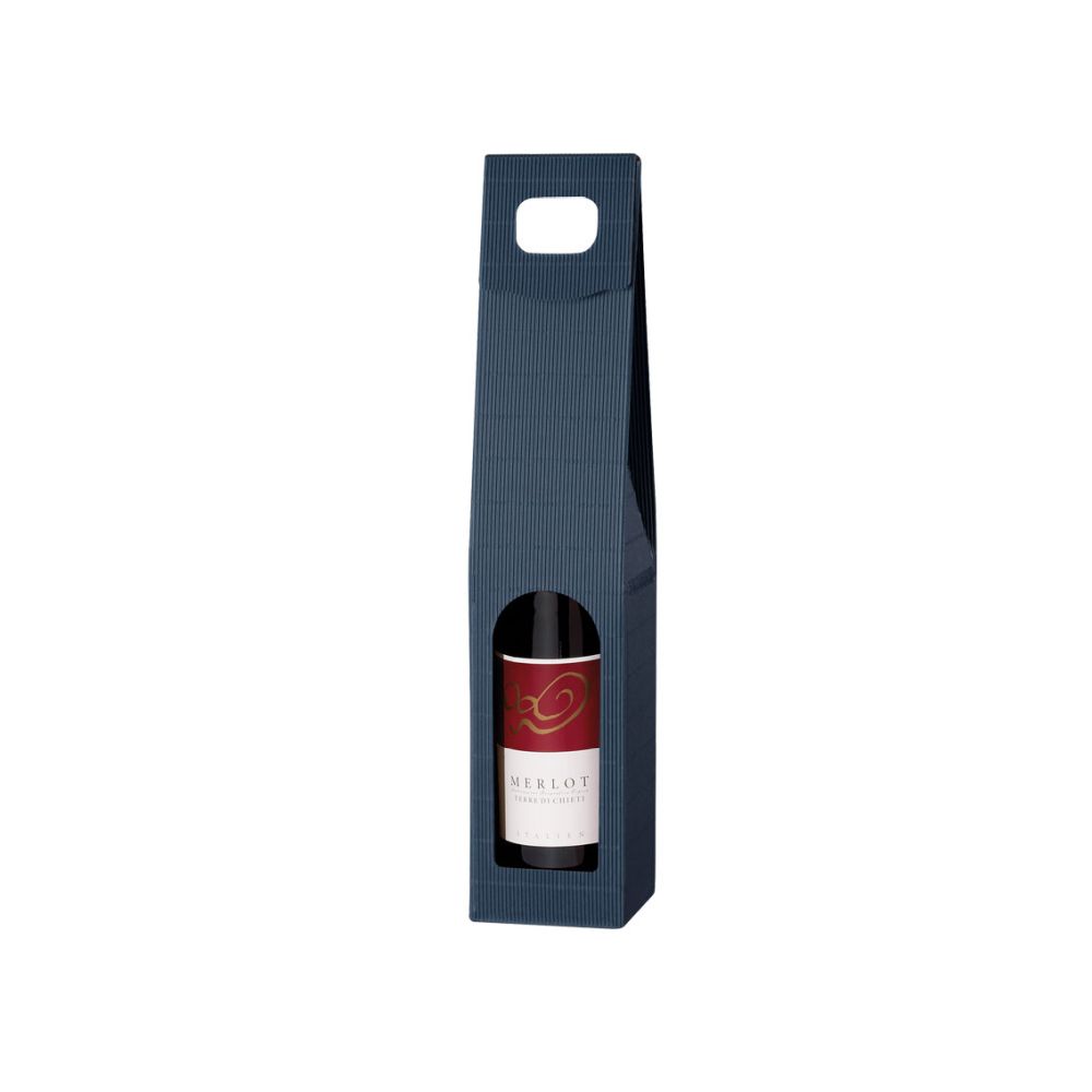 Geschenktüten offene Welle, Griff und Fenster, 90 x 90 x 445 mm, blau