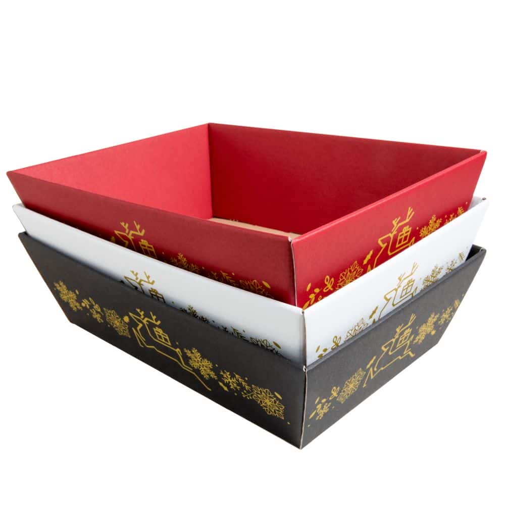Präsentkorb viereckig 200 x 275 x 80 mm Winter Schwarz-Gold