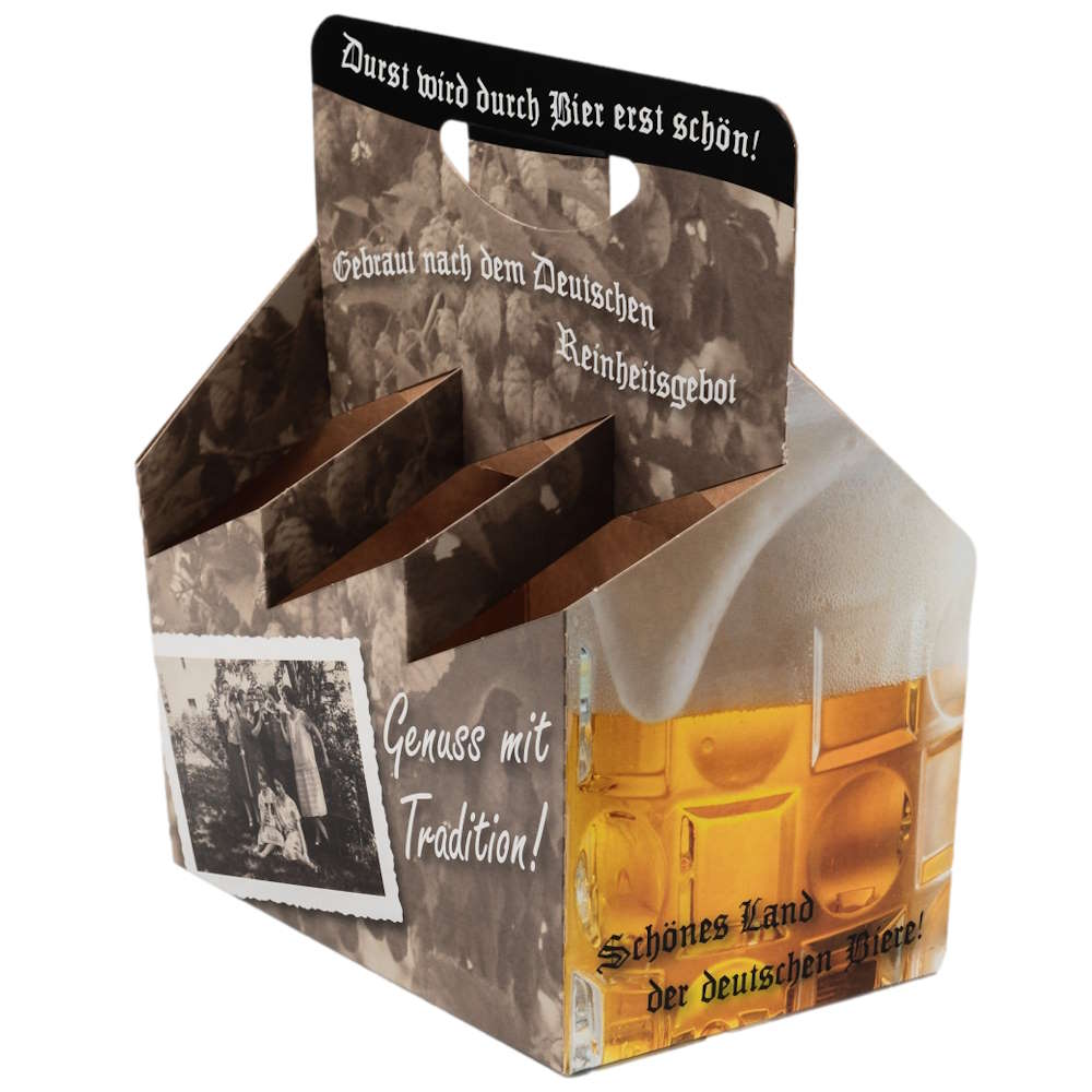 Bierträger 0,5 l Sixpack mit neutralem Druck, Nostalgie