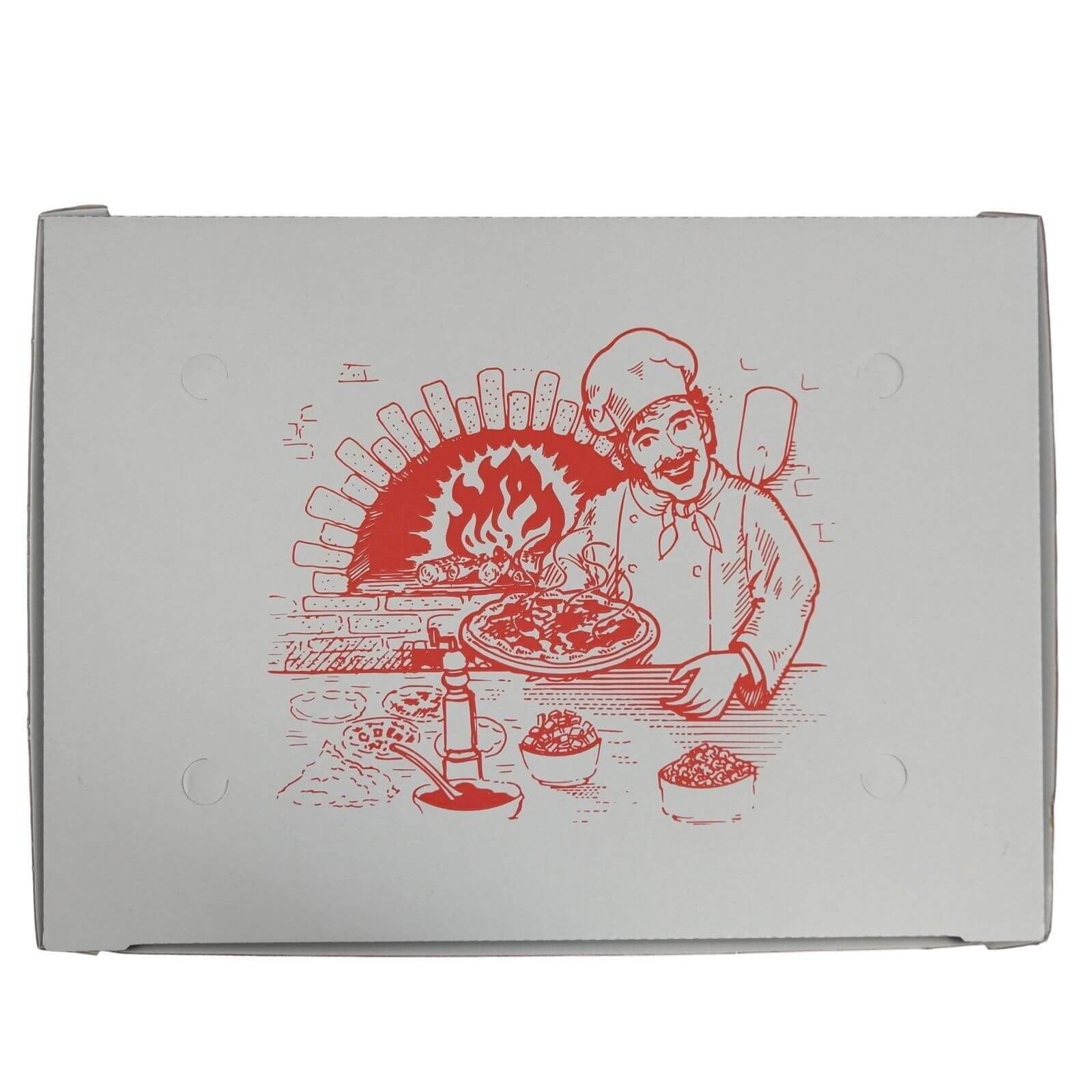 Weißer Pizzakarton (Familia) 33 x 49 x 3,5 cm