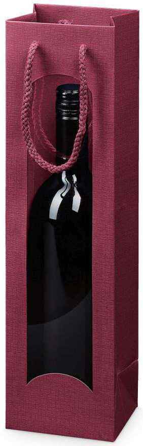 Geschenktüten Strukturprägung mit Fenster 1er Wein/Sekt Bordeaux