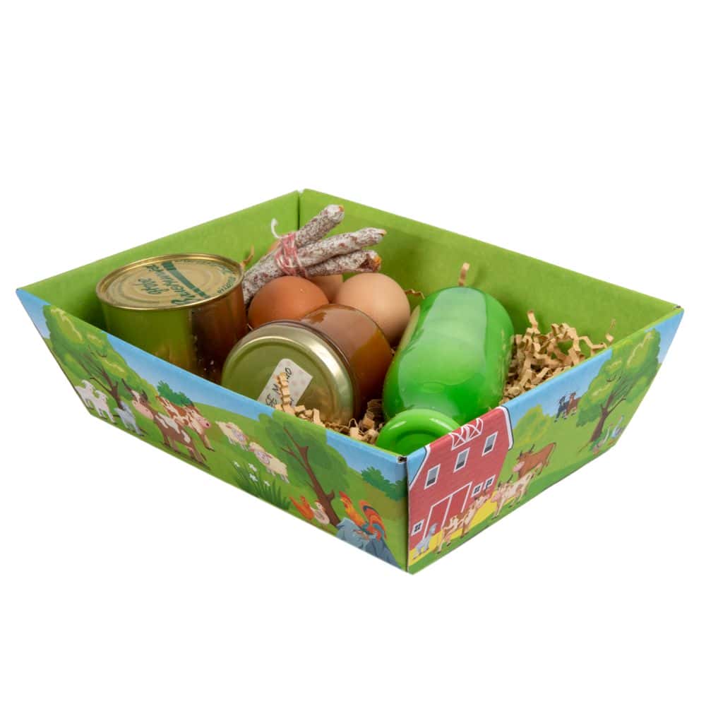 Präsentkorb viereckig 200 x 275 x 80 mm Bauerhof