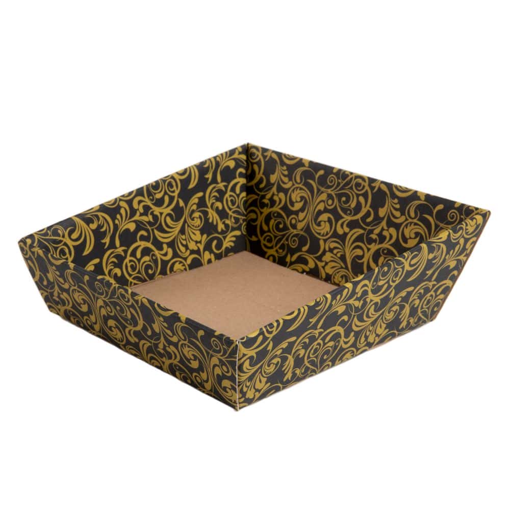 Präsentkorb quadratisch 170 x 170 mm Schwarz-Gold