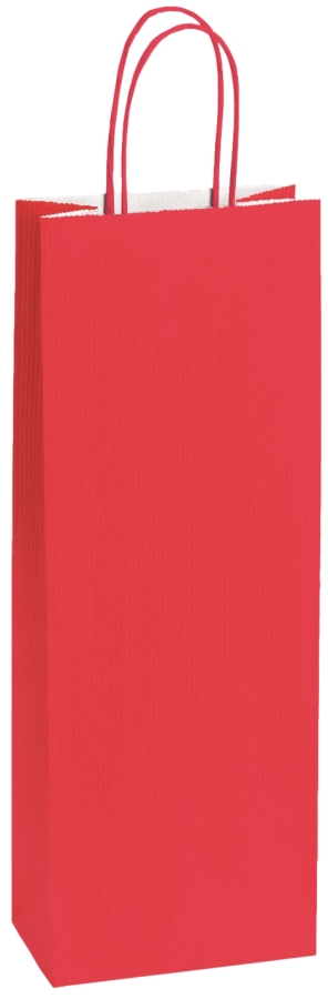 Einkaufstasche Kraftpapier gerippt 140 x 80 x 390 mm dunkelrot