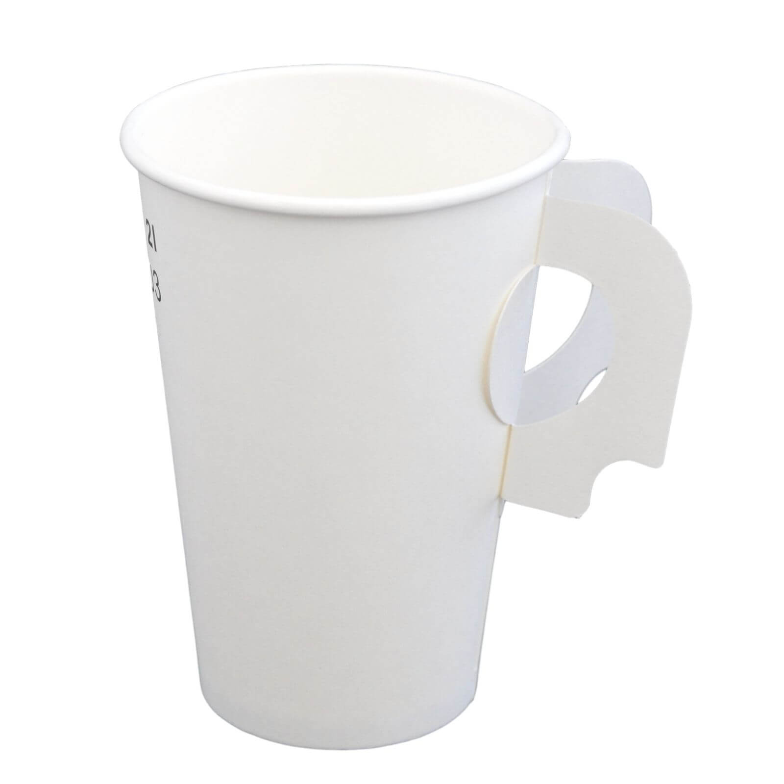 weißer Papp Trinkbecher mit Henkel 0,2 l