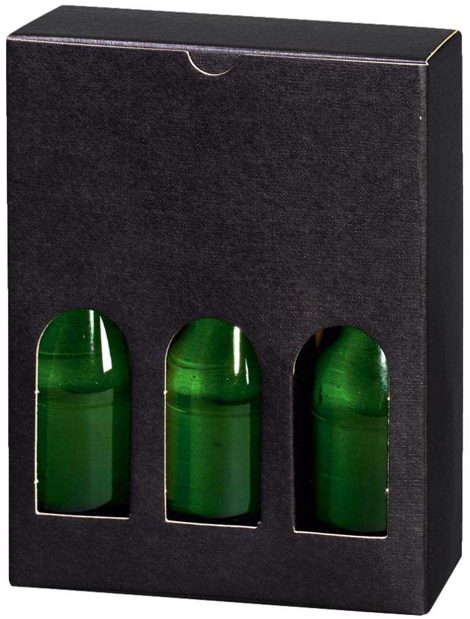 Geschenkbox Strukturprägung schwarz mit Fenster 3er Piccolo