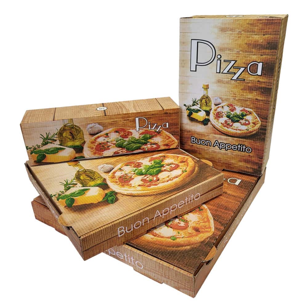 Pizzakarton NYC weiß, Neutraldruck "PIZZA" 60 x 60 x 5 cm