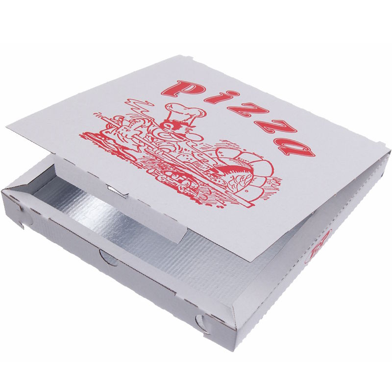 Weißer Pizzakarton alukaschiert 26 x 26 x 3 cm