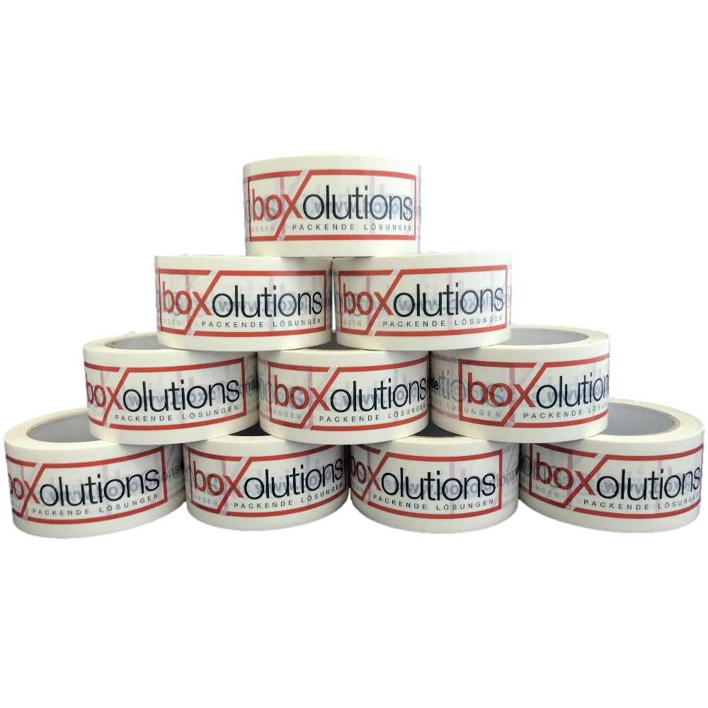 PVC Klebeband weiß, individuell bedruckt, Naturkautschuk, 50 mm x 66 m, 33 µ, 1-farbig