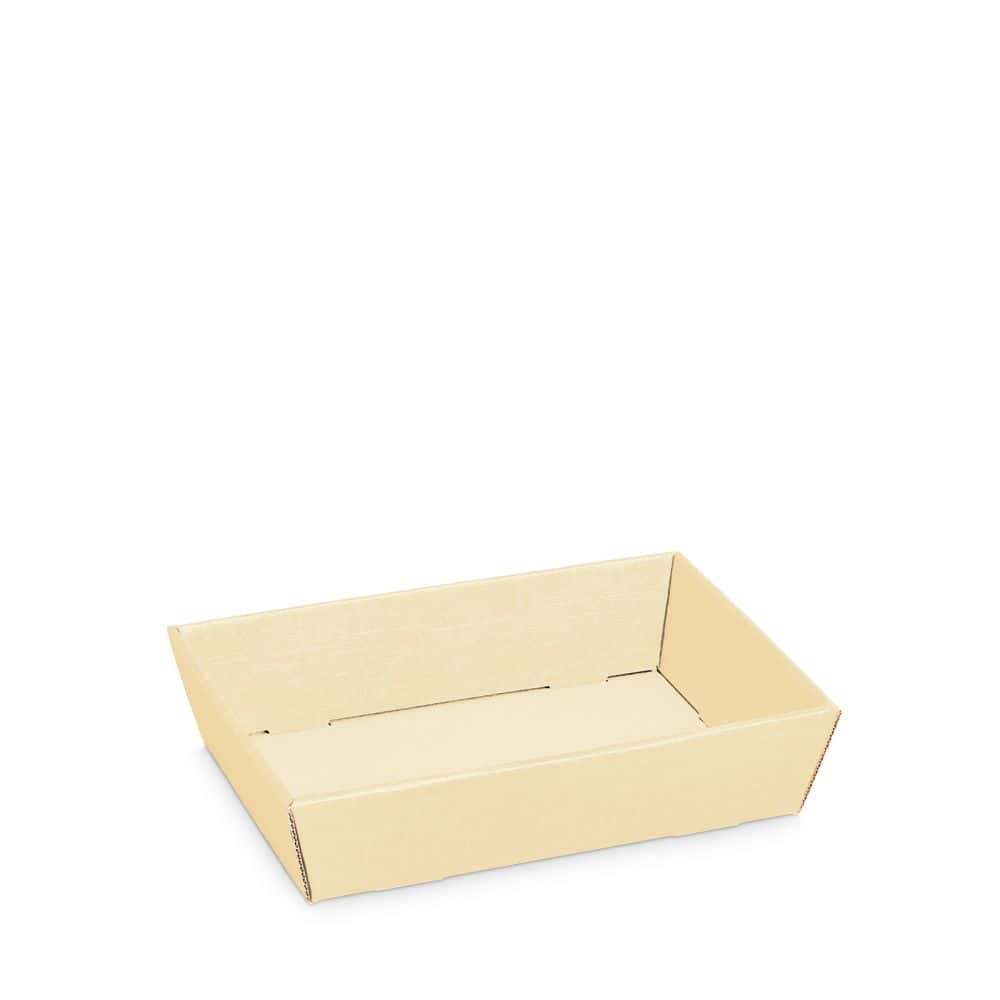 Präsentkorb viereckig Strukturprägung 220 x 150 x 55 mm (mini) Creme