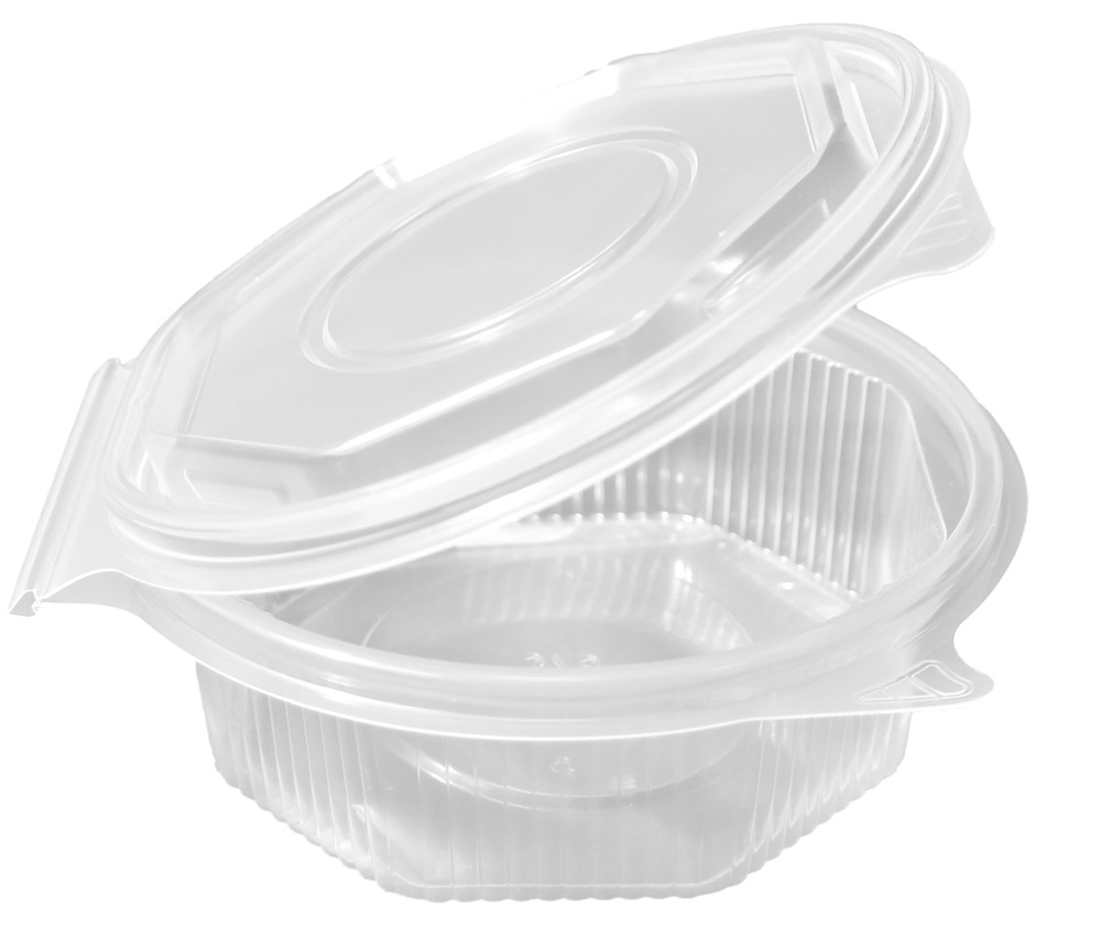 Transparente Salatschale (Haushaltsklappbox) achteckig 138 x 145 x 50 mm (375 ml