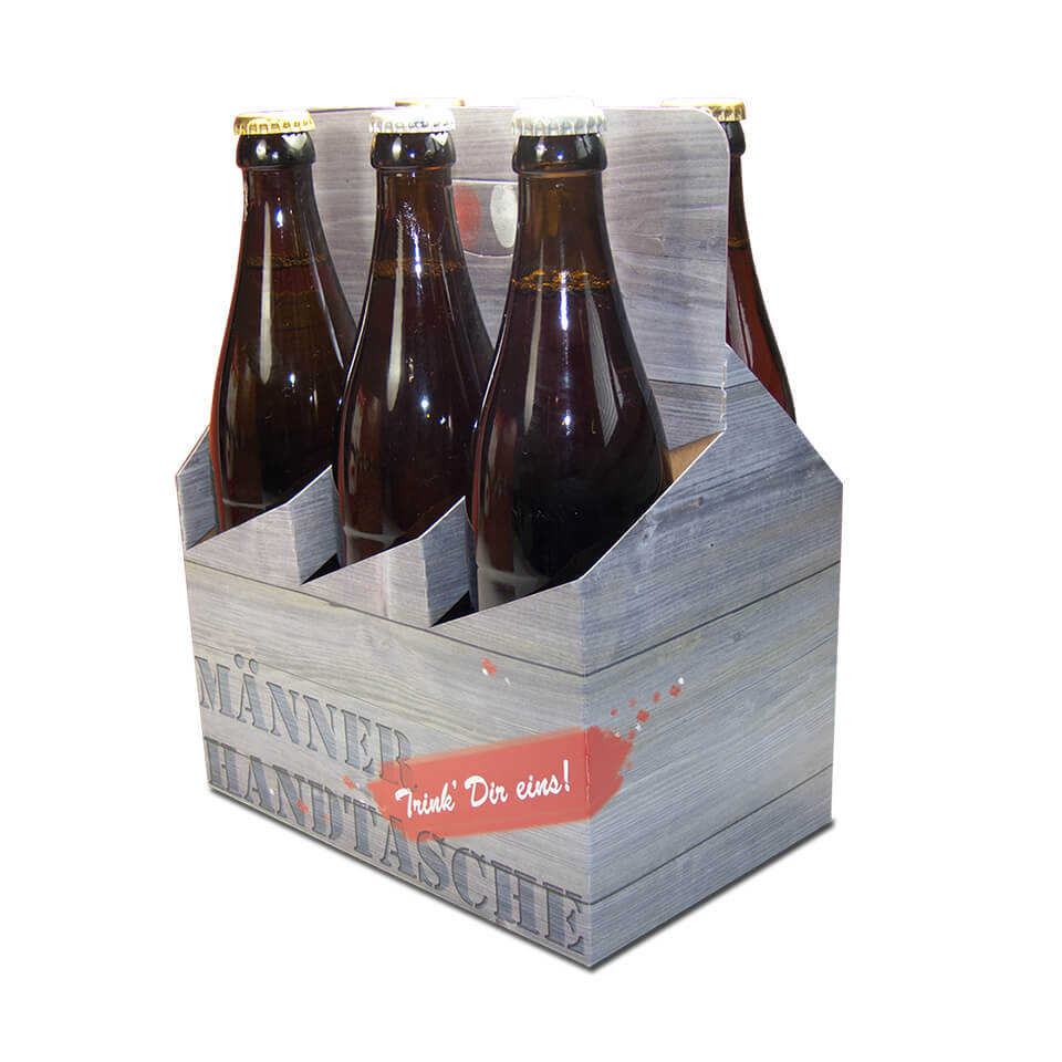 Bierträger 0,5 l Sixpack mit neutralem Druck, Männerhandtasche