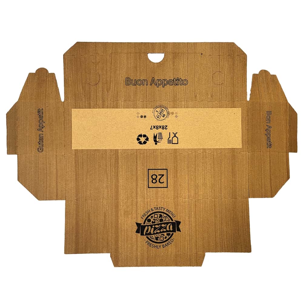 Pizzakarton NYC braun KRAFT "Fresh & Tasty" Rollo 7 x 8 x 28 cm
