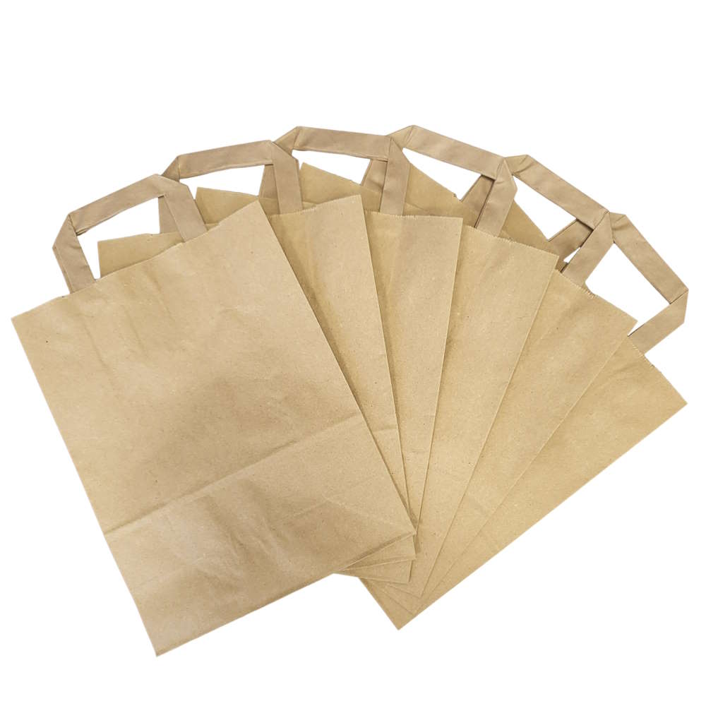Papiertüten mit Flachhenkel, braun, 70 g/m² 22 + 10 x 28 cm