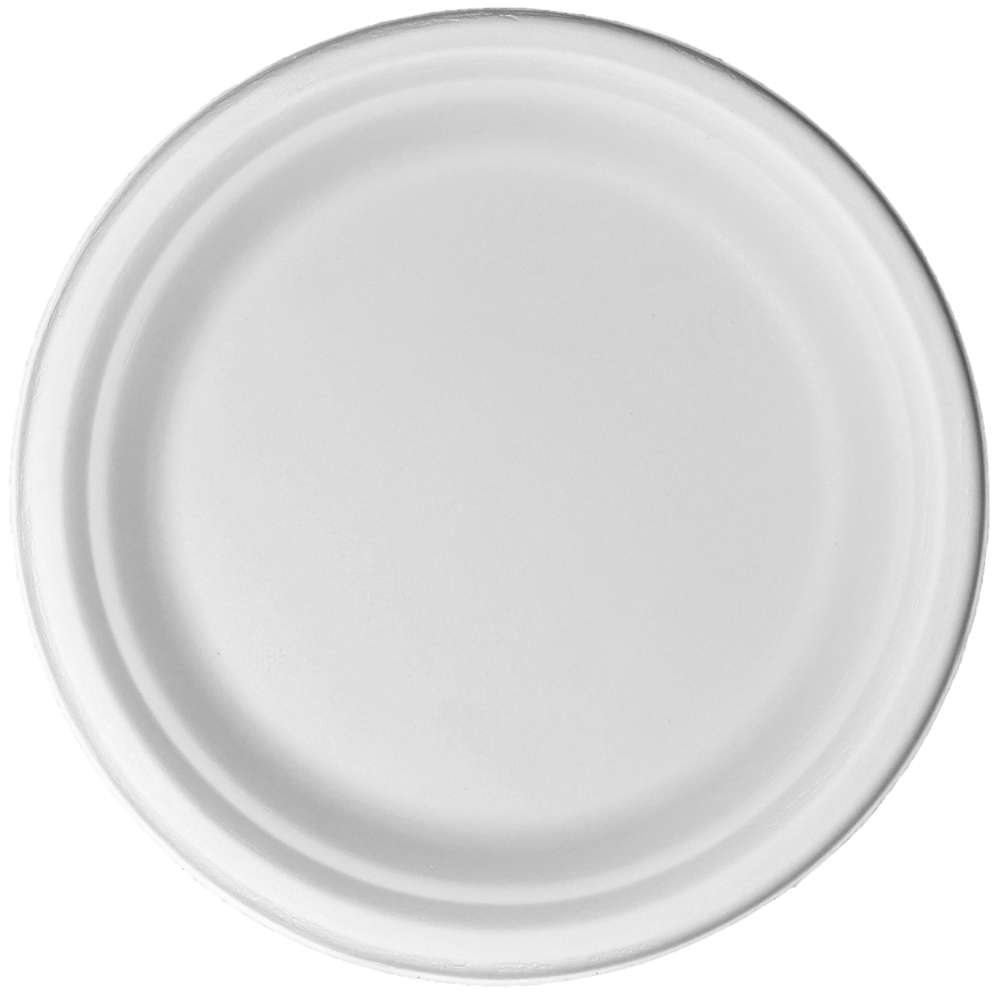 Bagasse Teller, weiß, rund ungeteilt Ø 22 cm Bagasse Teller, weiß, rund ungeteilt Ø 22 cm