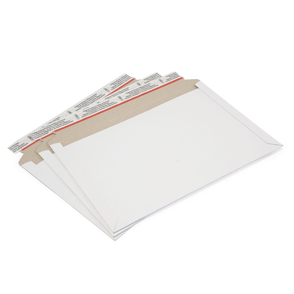 Versandtasche Vollpappe, quer, weiß, 346 x 244 x 0-30 mm (DIN C4)