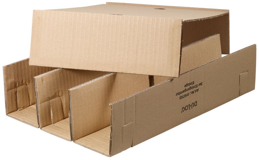Versandkarton "DU-LOG®" (DHL/PTZ-geprüft) 3er Wein/Sekt - nur Einlage + Deckel