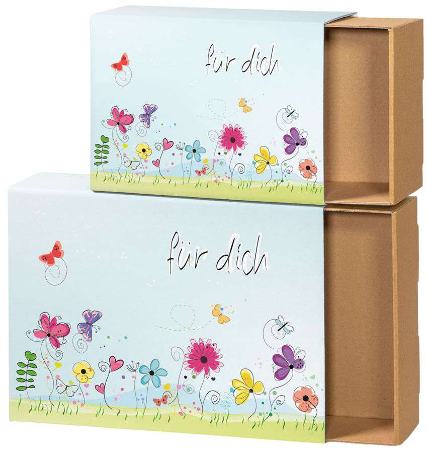 Geschenkbox Schuber Größe "Blumenwiese" 180 x 130 x 70 mm