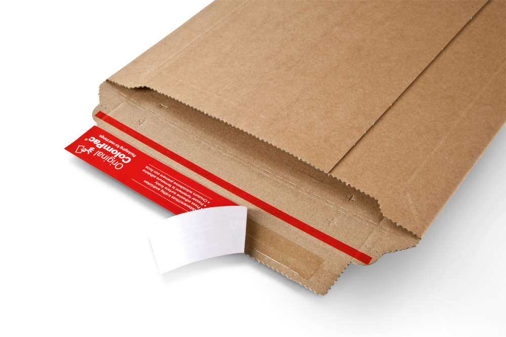 Versandverpackung mit Sicherungslasche, 1-wellig, braun 320 x 320 x 0-60 mm (LPs)