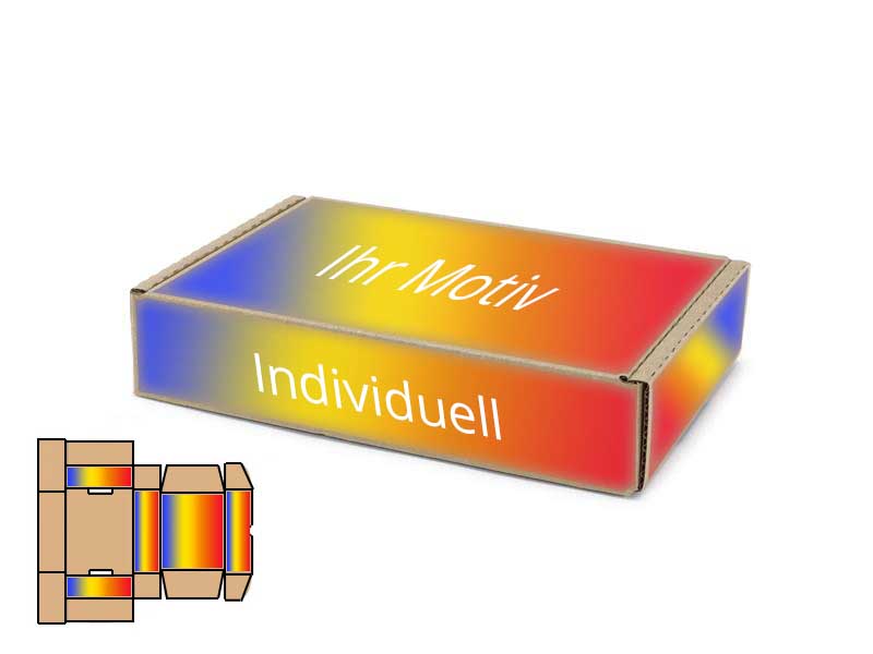 240 x 170 x 50 mm 1-wellige Faltschachtel mit Digitaldruck bis 5-seitig bedruckt vollflächig bedruckt