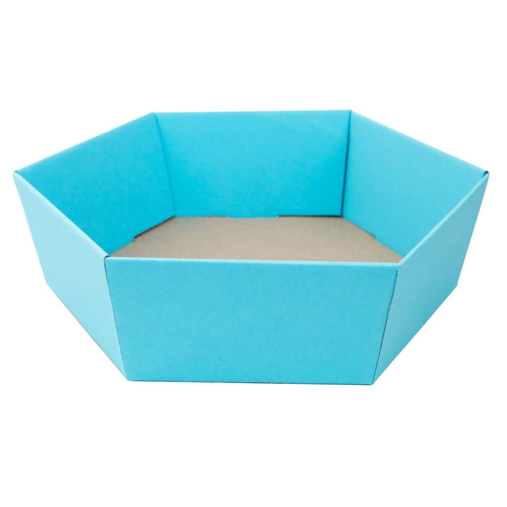 Präsentkorb sechseckig 305 x 270 x 85 mm Azur Blau