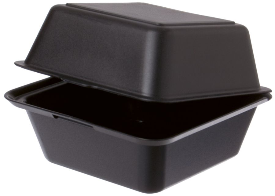 Mehrweg Menüboxen schwarz, eckig 640 ml (ungeteilt, 157 x 157 x 84 mm) - Hamburgerbox Mehrweg Menüboxen schwarz, eckig 640 ml (ungeteilt, 157 x 157 x 84 mm) - Hamburgerbox