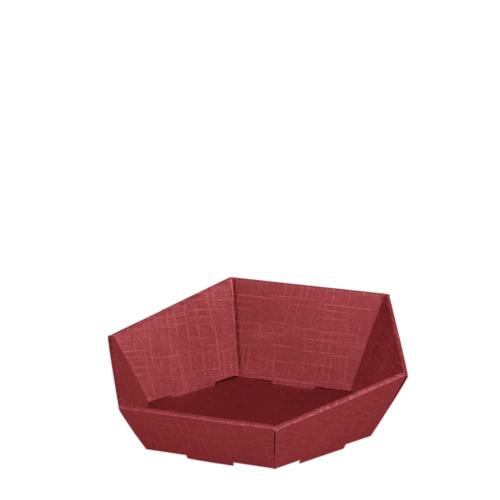 Präsentkorb sechseckig Strukturprägung 330 x 270 x 75/110 mm (klein) Bordeaux