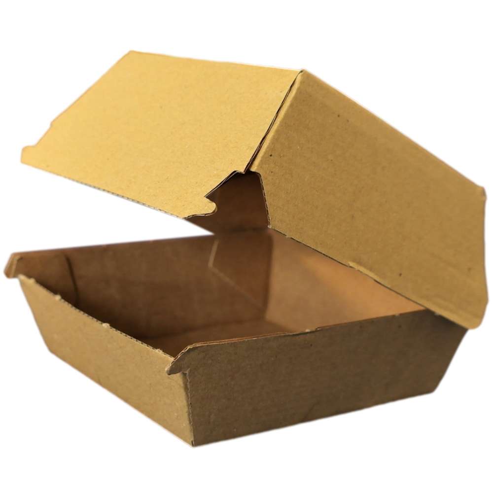 Hamburgerbox aus Kraftkarton 115 x 115 x 85 mm Hamburgerbox aus Kraftkarton 115 x 115 x 85 mm