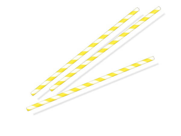 Bio Papier-Strohhalme 6 mm kompostierbar 220 mm, gelb-weiß gestreift