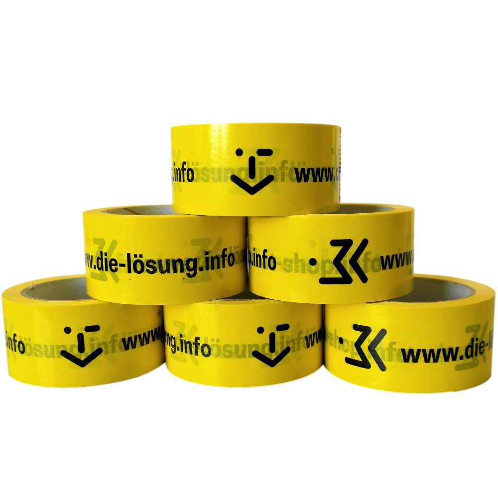 PVC Klebeband weiß, individuell bedruckt, Naturkautschuk, 50 mm x 66 m, 33 µ, 2-farbig