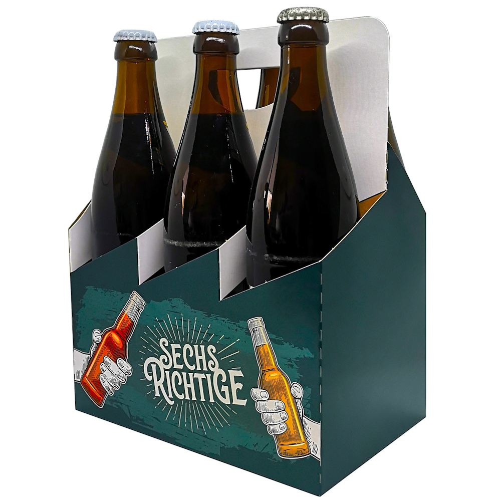 Bierträger 0,5 l Sixpack mit neutralem Druck, Sechs Richtige