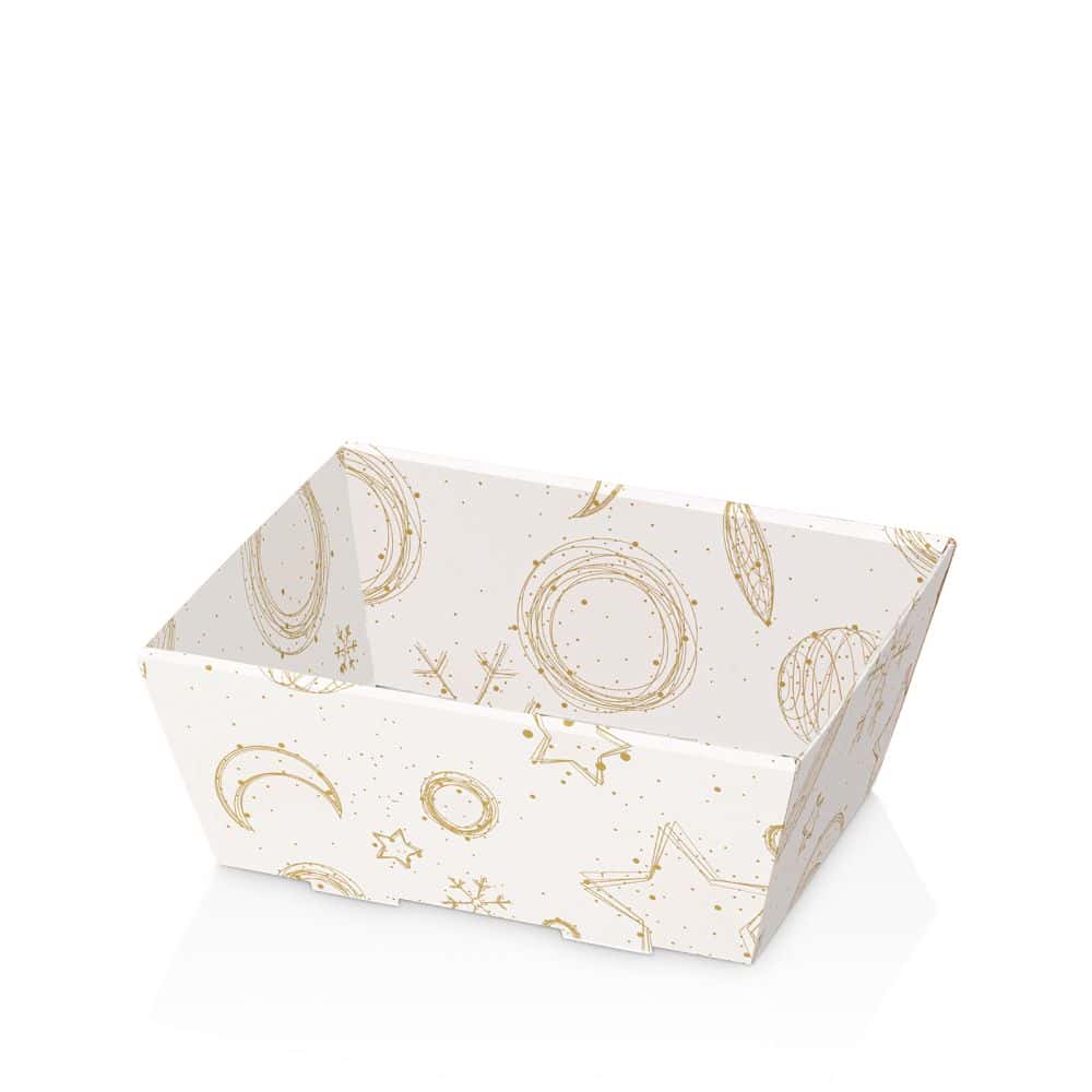 Präsentkorb viereckig Strukturprägung 200 x 150 x 100 mm (klein) Christmas Bianco