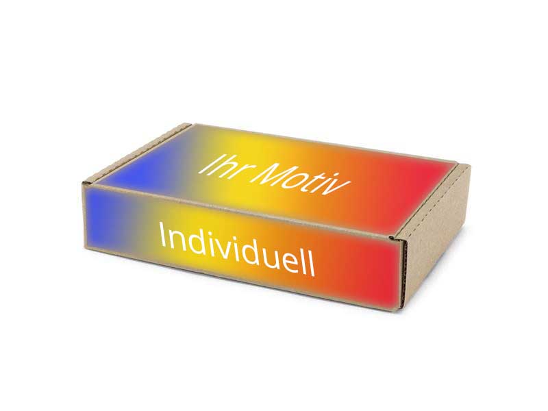 240 x 170 x 50 mm 1-wellige Faltschachtel mit Digitaldruck 2-seitig bedruckt vollflächig bedruckt