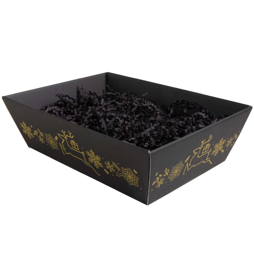 Präsentkorb viereckig 200 x 275 x 80 mm Winter Schwarz-Gold