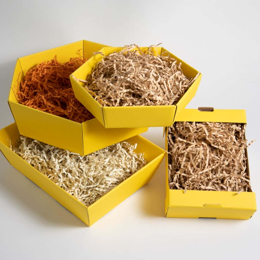 Präsentkorb sechseckig 225 x 200 x 50 mm Sonnengelb